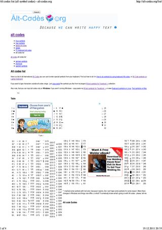 Alt Codes List (All Symbol Codes) - Alt-codes