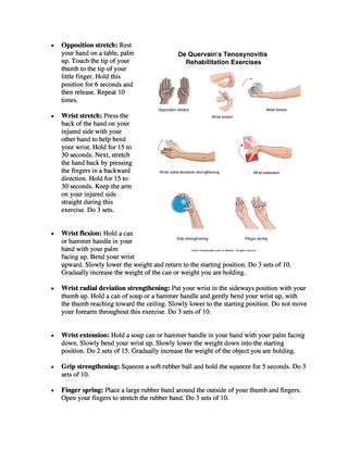 De Quervain S Tenosynovitis Exercises