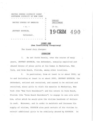 Jeffrey Epstein Indictment